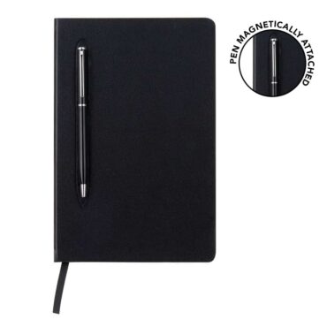 Giftology A5 Hard Cover Notebook with Metal Pen - Black